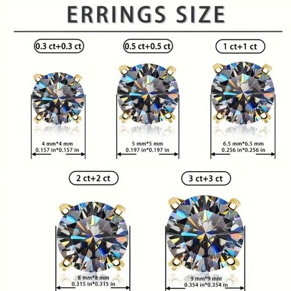 Elegant 8mm Grey Moissanite Gold Vermeil Stud Earrings GRA Certified New - Picture 6 of 6